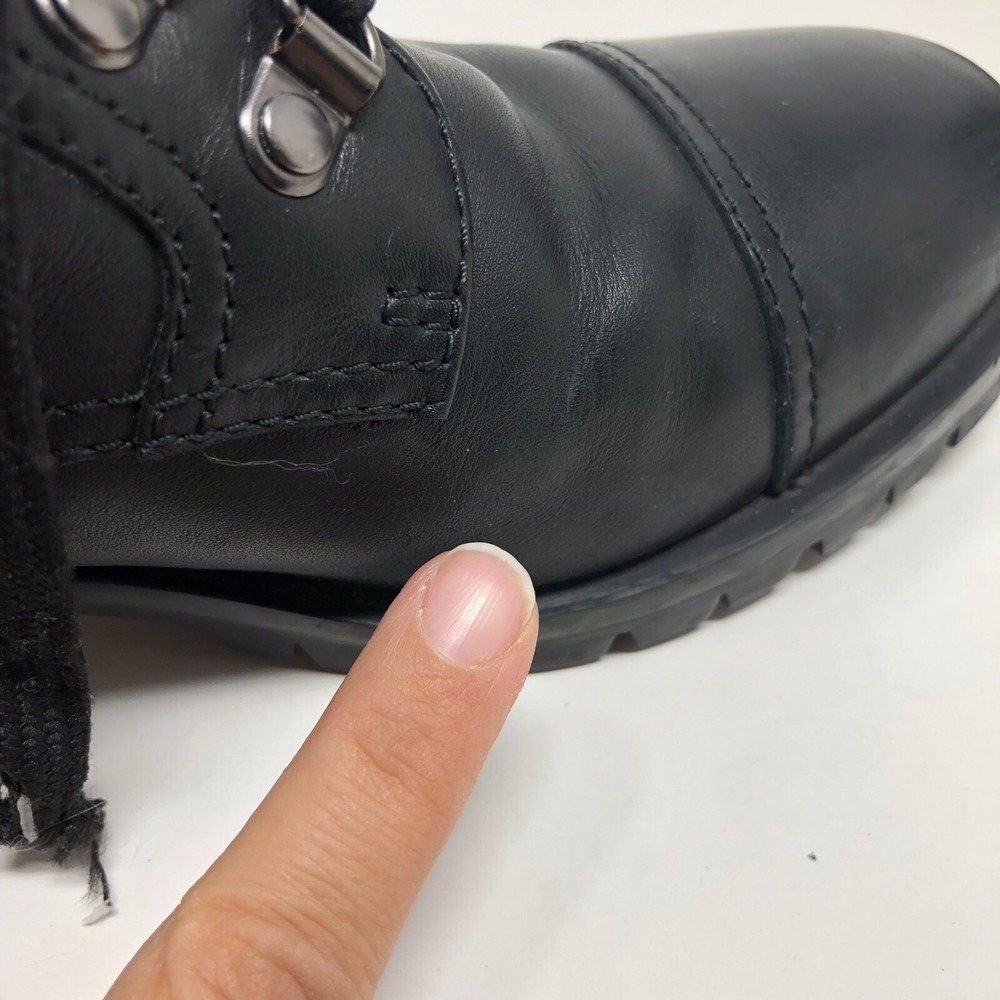 Prada Calzature Donna Soft Calf Combat Boots Womens 38.5 8 Black Leather Y2K - Picture 16 of 16